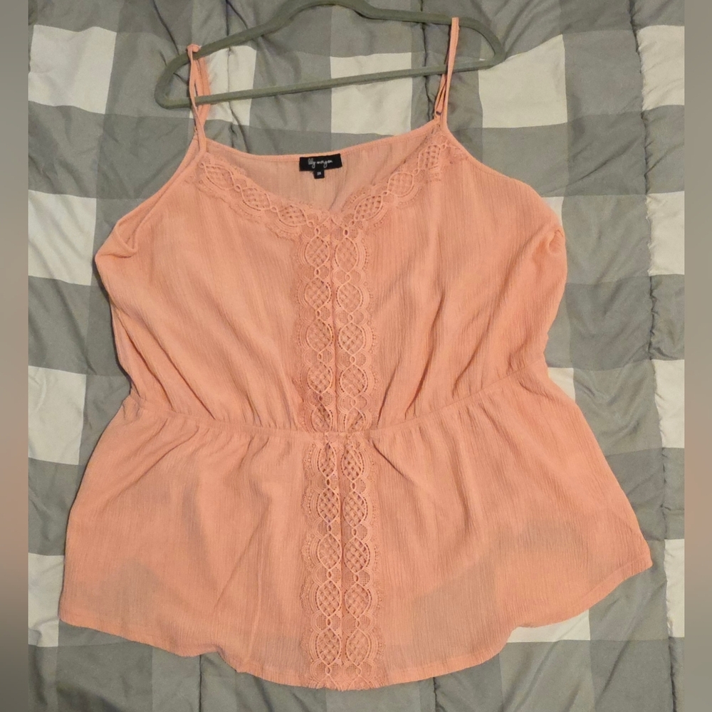 2X Peach Camisole with Lace Detail